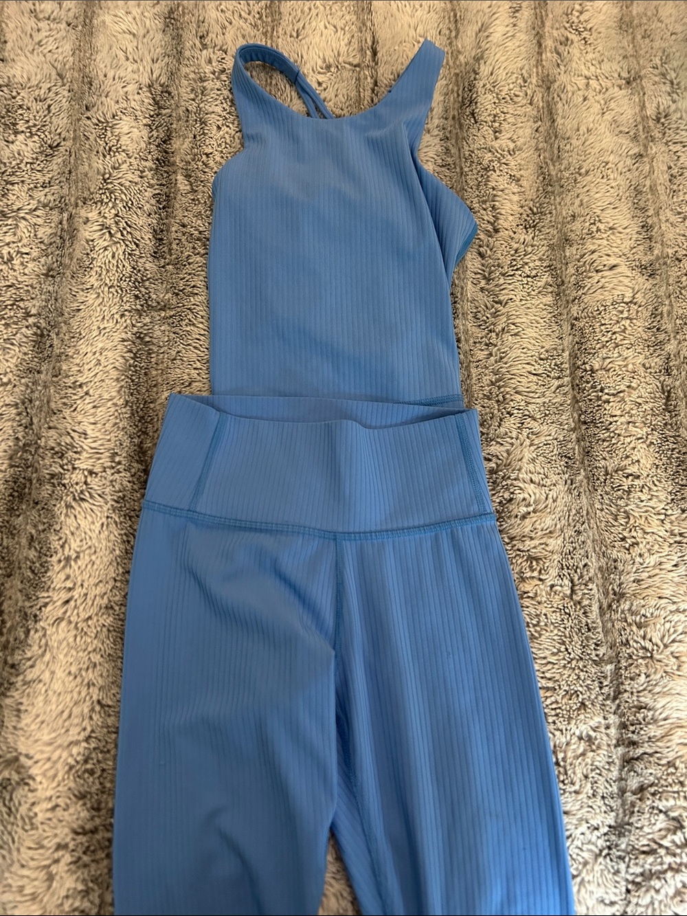 All in Motion Girls Blue Ribbed Tank Top Leggings 2-Piece Set Size M 8